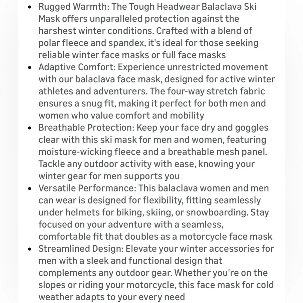 Men's Black Balaclava Face Mask with Breathable Guard